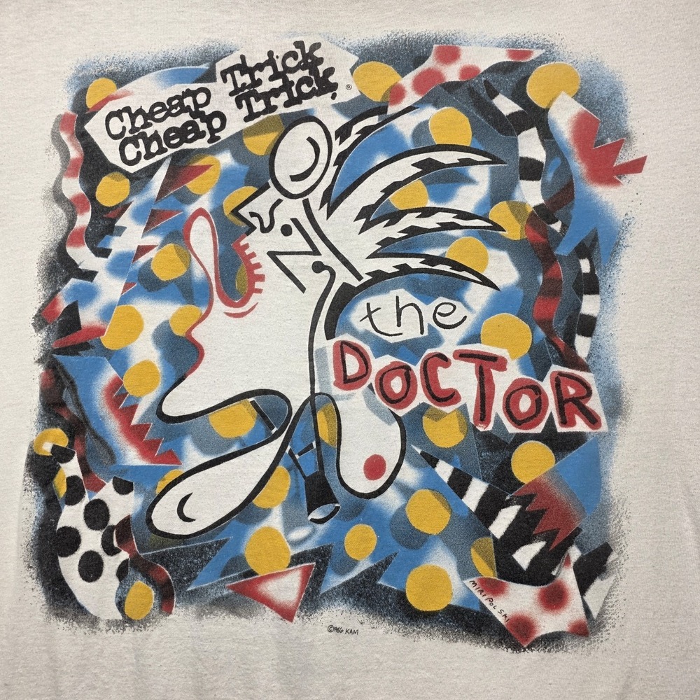 VTG Cheap Trick The Doctor Tour Hanes T-Shirt Men's XL White USA Single Stitch